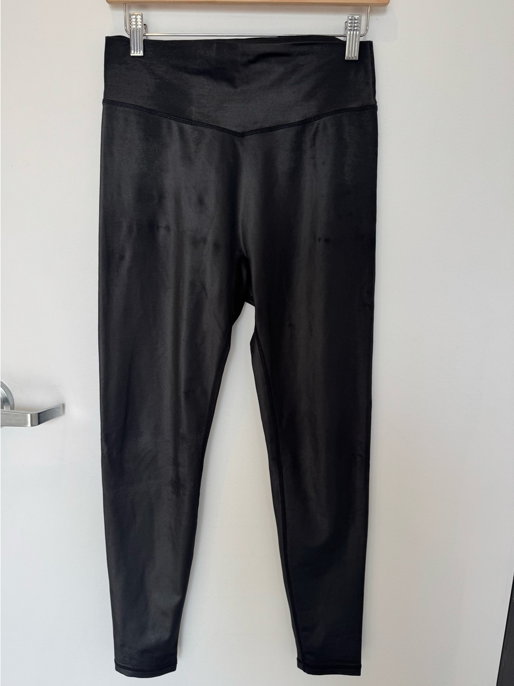 Buffbunny Collection Liquid Faux Leather High Waisted Leggings Black Large